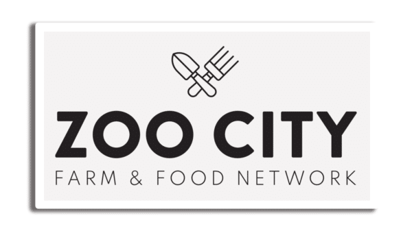 sticker with zoo city farm and food network logo